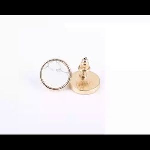 Marbled White Stone Resin Stud Earrings (NWT)